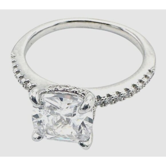 Womens Silver Plated Brass Ring Cubic Zirconia - Picture 3 of 6